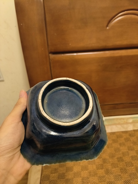 古玩陶瓷祭藍描金方盤真品鑒賞圖