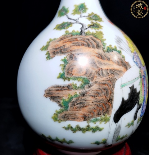 古玩陶瓷琺瑯彩人物故事詩文蒜頭瓶真品鑒賞圖