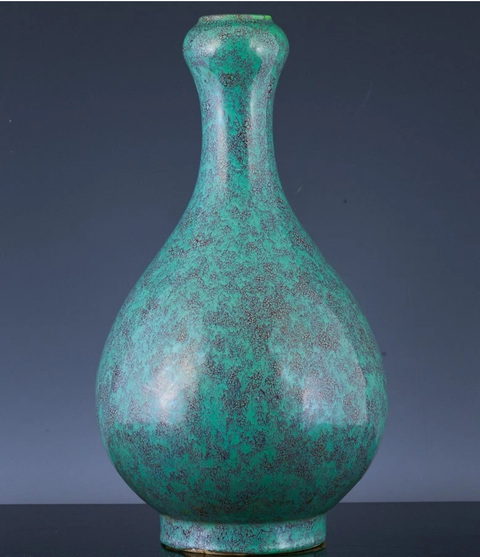 古玩陶瓷爐鈞釉蒜頭瓶真品鑒賞圖