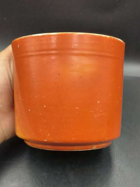 古玩陶瓷珊瑚紅釉香爐真品鑒賞圖