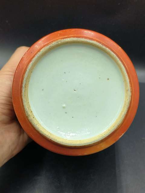 古玩陶瓷珊瑚紅釉香爐真品鑒賞圖