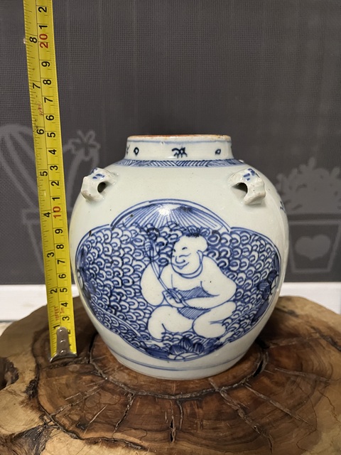 古玩陶瓷青花連生貴子圖四系壺拍賣，當前價格2500元