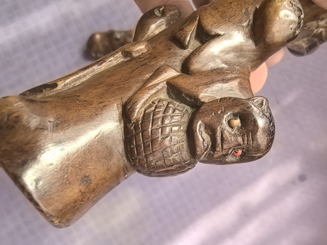 古玩雜項茶樹根雕煙桿真品鑒賞圖