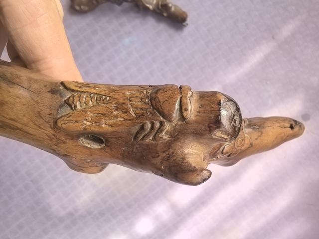 古玩雜項茶樹根雕煙桿真品鑒賞圖