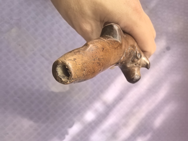 古玩雜項茶樹根雕煙桿真品鑒賞圖