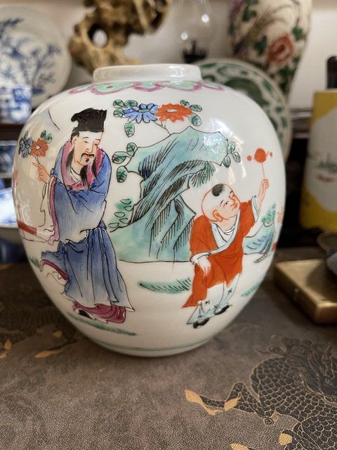 古玩陶瓷粉彩人物故事罐真品鑒賞圖