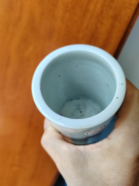 古玩陶瓷粉彩人物故事紋筆筒真品鑒賞圖