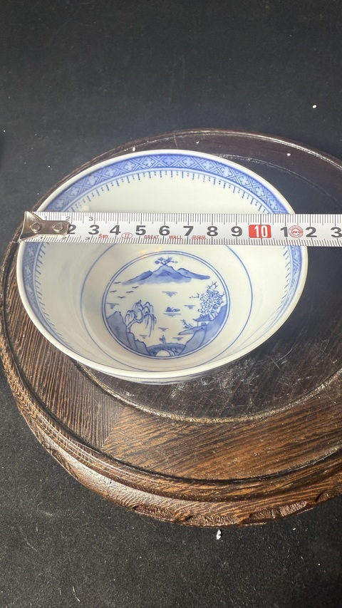 古玩陶瓷青花山水紋碗真品鑒賞圖