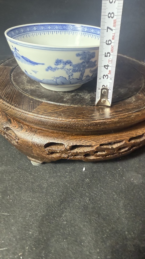 古玩陶瓷青花山水紋碗真品鑒賞圖