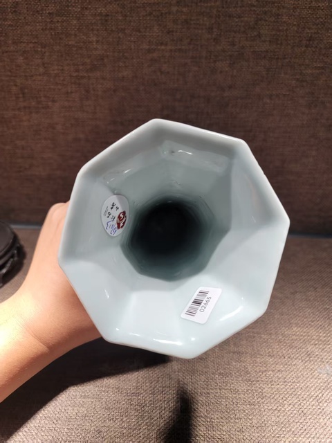 古玩陶瓷三娘教子圖青花花觚真品鑒賞圖