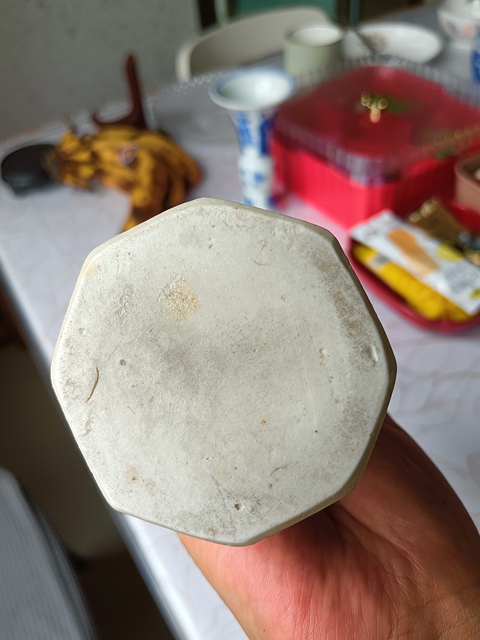 古玩陶瓷青花人物侍女嬰戲紋八方花孤真品鑒賞圖
