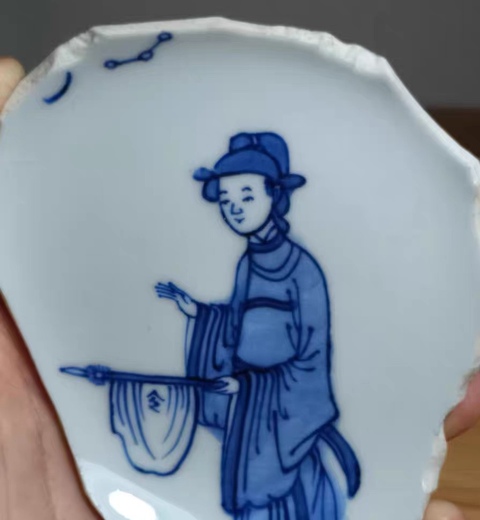 古玩陶瓷人物紋青花標本真品鑒賞圖