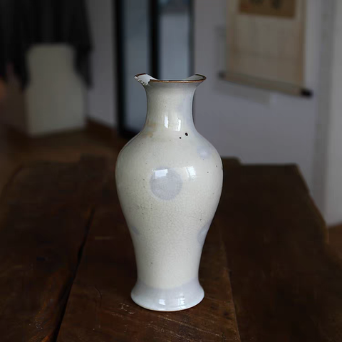 古玩陶瓷哥釉撇口瓶真品鑒賞圖