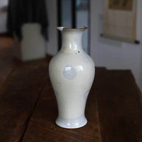 古玩陶瓷哥釉撇口瓶真品鑒賞圖