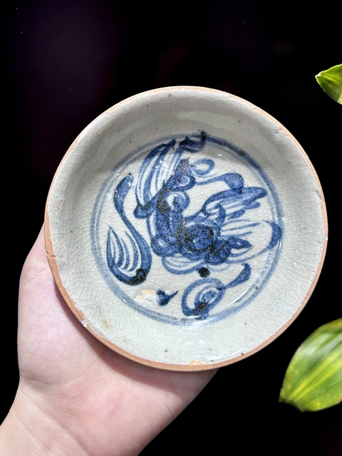 古玩陶瓷青花麒麟望月盤拍賣,當前價格686元