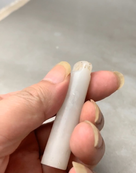 古玩玉器琉璃仿白玉翎管真品鑒賞圖