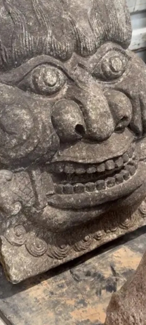 古玩雜項石雕獸面真品鑒賞圖
