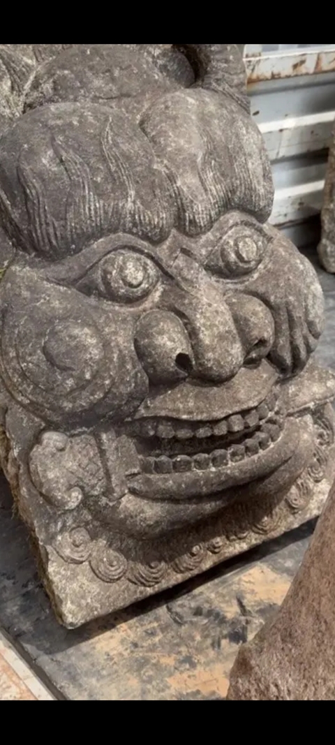 古玩雜項石雕獸面真品鑒賞圖