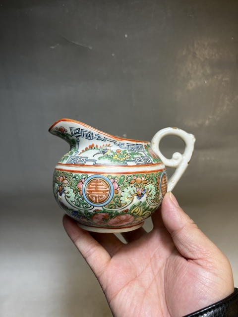 古玩陶瓷廣彩福壽紋公道杯真品鑒賞圖