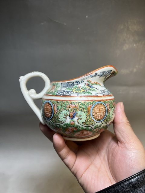 古玩陶瓷廣彩福壽紋公道杯真品鑒賞圖