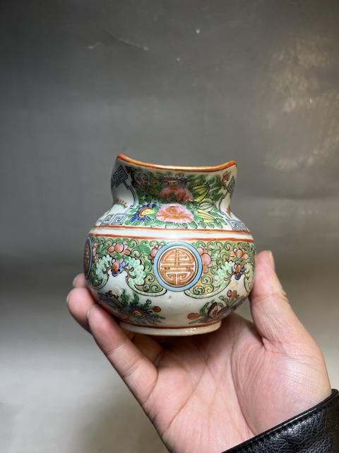 古玩陶瓷廣彩福壽紋公道杯真品鑒賞圖