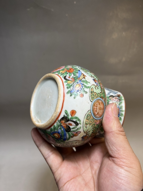 古玩陶瓷廣彩福壽紋公道杯真品鑒賞圖