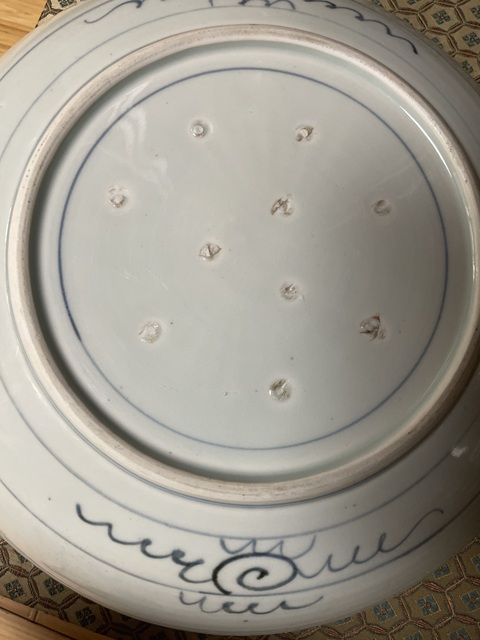 古玩陶瓷松鶴紋青花盤真品鑒賞圖