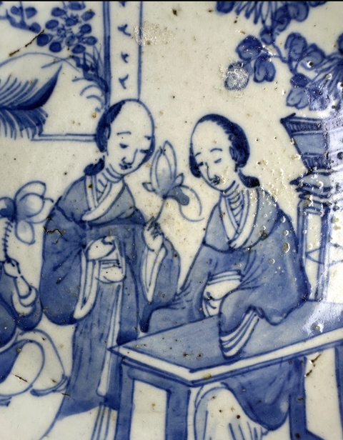 古玩陶瓷青花人物故事盤真品鑒賞圖