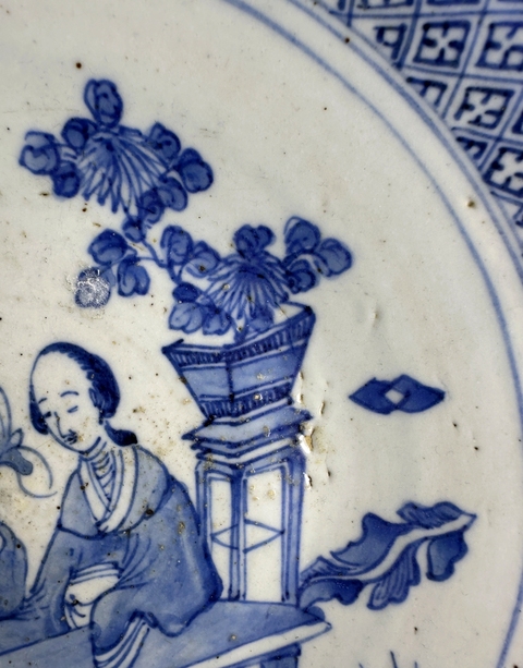 古玩陶瓷青花人物故事盤真品鑒賞圖