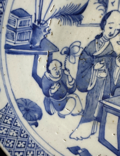 古玩陶瓷青花人物故事盤真品鑒賞圖