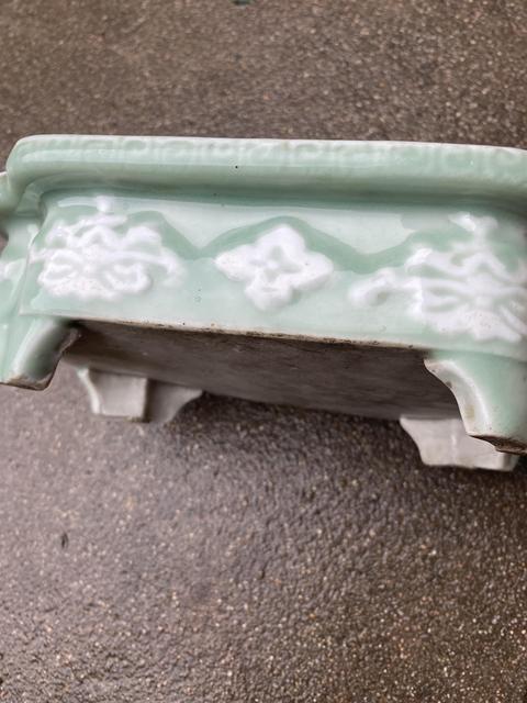 古玩陶瓷青釉玻璃白水仙盆真品鑒賞圖