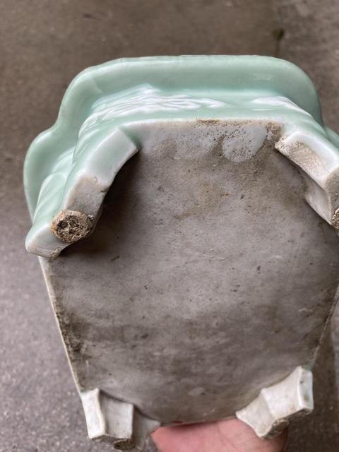 古玩陶瓷青釉玻璃白水仙盆真品鑒賞圖