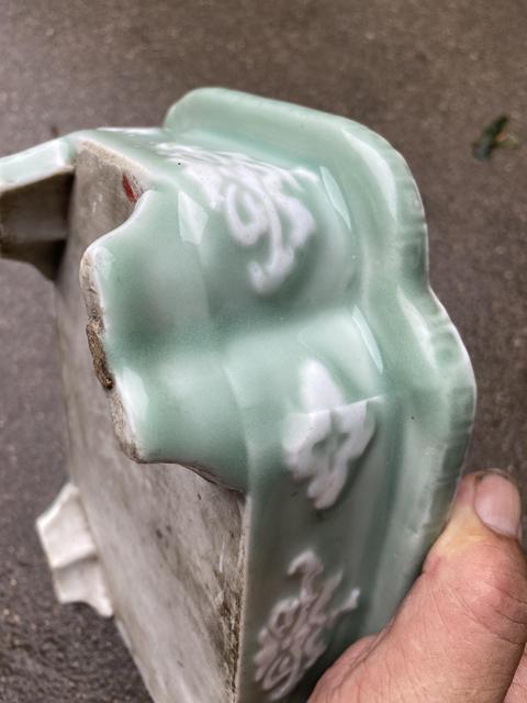 古玩陶瓷青釉玻璃白水仙盆真品鑒賞圖