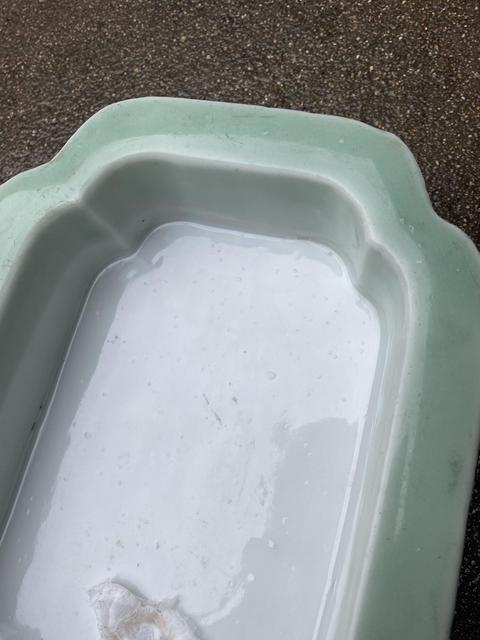 古玩陶瓷青釉玻璃白水仙盆真品鑒賞圖