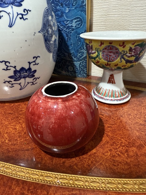 古玩陶瓷郎紅釉水盂真品鑒賞圖