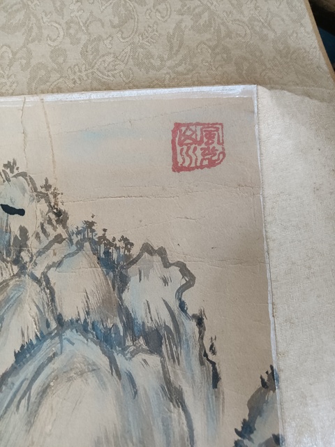 古玩字畫青綠山水立軸真品鑒賞圖