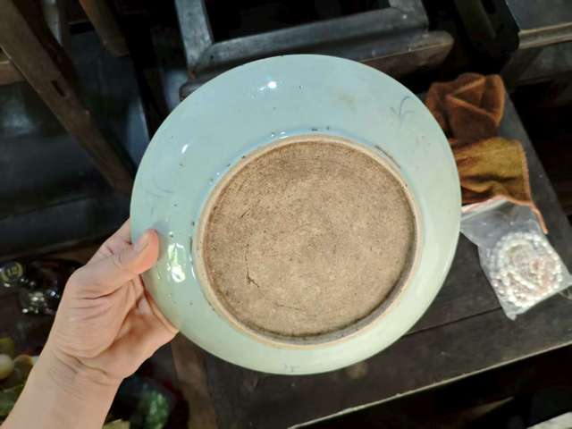 古玩陶瓷青花釉里紅喜上眉梢盤真品鑒賞圖