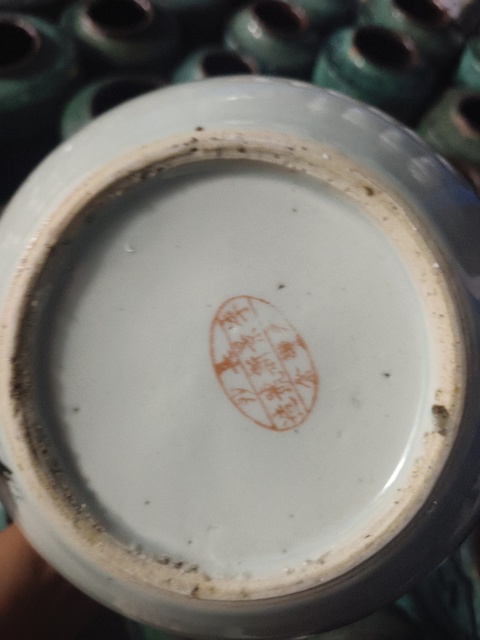 古玩陶瓷墨彩花鳥紋西瓜罐真品鑒賞圖