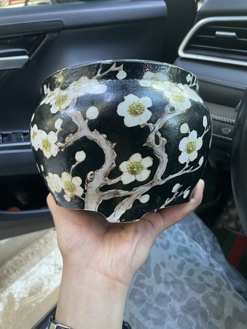 古玩陶瓷墨地粉彩罐真品鑒賞圖