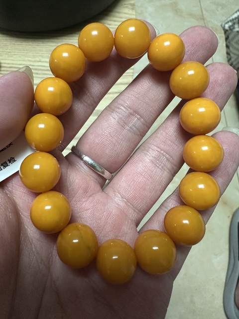 古玩玉器蜜蠟手串真品鑒賞圖