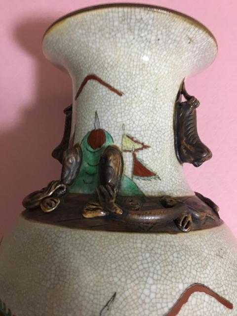 古玩陶瓷哥釉地鐵銹釉刀馬人瓶真品鑒賞圖