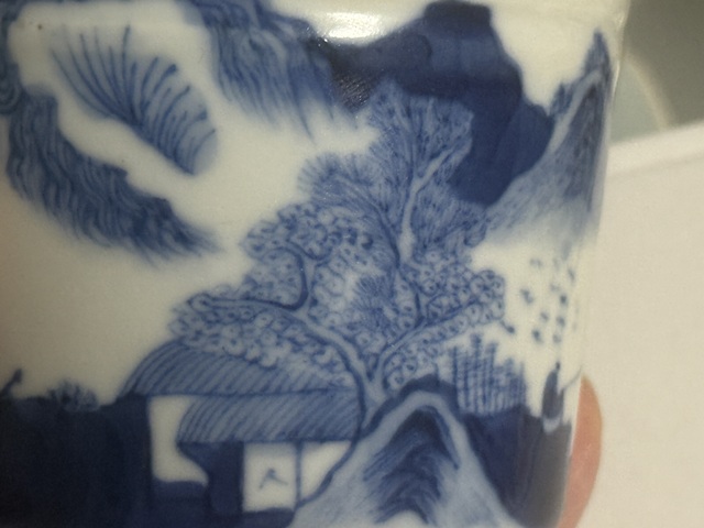 古玩陶瓷青花山水人物香爐真品鑒賞圖