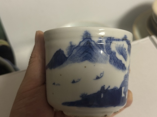 古玩陶瓷青花山水人物香爐真品鑒賞圖