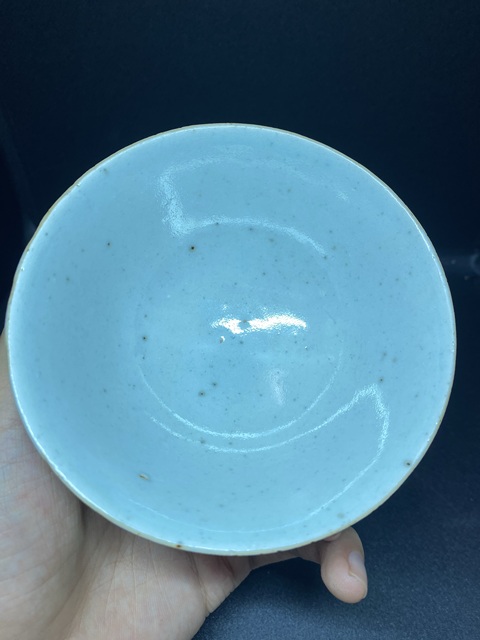 古玩陶瓷清中期豆青釉茶碗拍賣，當前價格120元