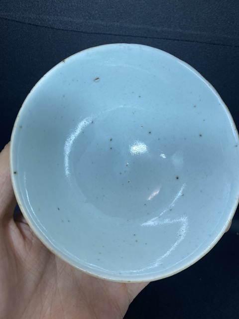古玩陶瓷清中期豆青釉茶碗拍賣，當前價格120元
