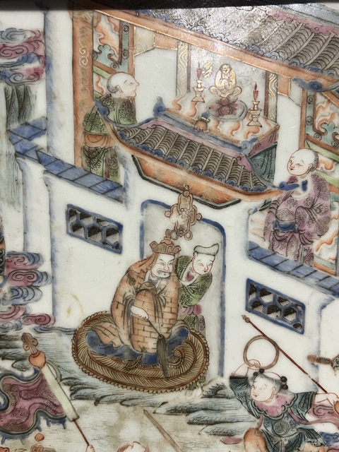 古玩陶瓷粉彩人物故事紋四方賞盤真品鑒賞圖