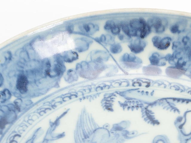 古玩陶瓷青花麒麟芭蕉紋盤真品鑒賞圖