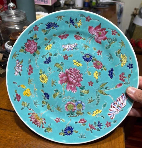 古玩陶瓷花卉紋粉彩盤拍賣，當前價格399元