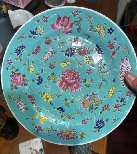 古玩陶瓷花卉紋粉彩盤拍賣，當前價格399元