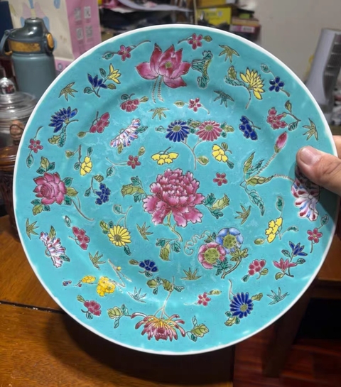 古玩陶瓷花卉紋粉彩盤拍賣，當前價格399元